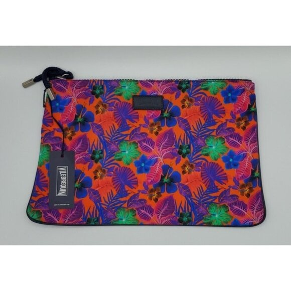 VILEBREQUIN Pink Blue Multicolored Hibiscus Floral Beach Pouch Clutch MEDIUM NWT - Picture 4 of 13
